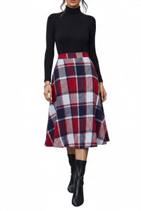 Plaid Skirts for Women High Waist Wool Skirts