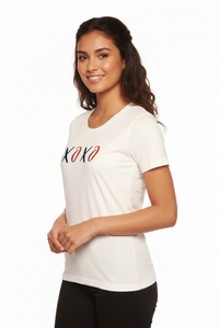 XOXO Women's Bamboo Sleeve Scoop Neck Graphic T-Shirt