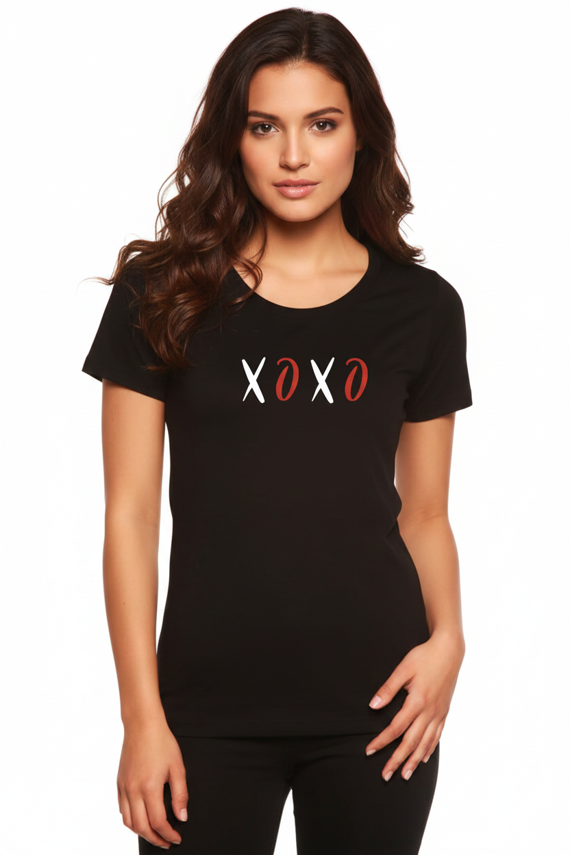 XOXO Women's Bamboo Sleeve Scoop Neck Graphic T-Shirt