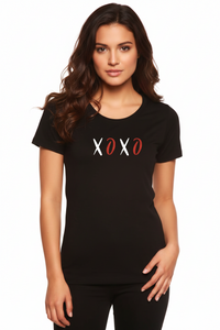 XOXO Women's Bamboo Sleeve Scoop Neck Graphic T-Shirt