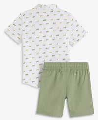 Toddler Boys' 12M-5T Cotton Printed Shirt & Shorts, 2-Piece Set.