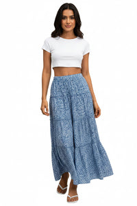 High Waist Pleated Ruffle Flowy Long Skirts