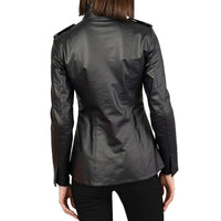 Cardigan Leather Coat with Pockets