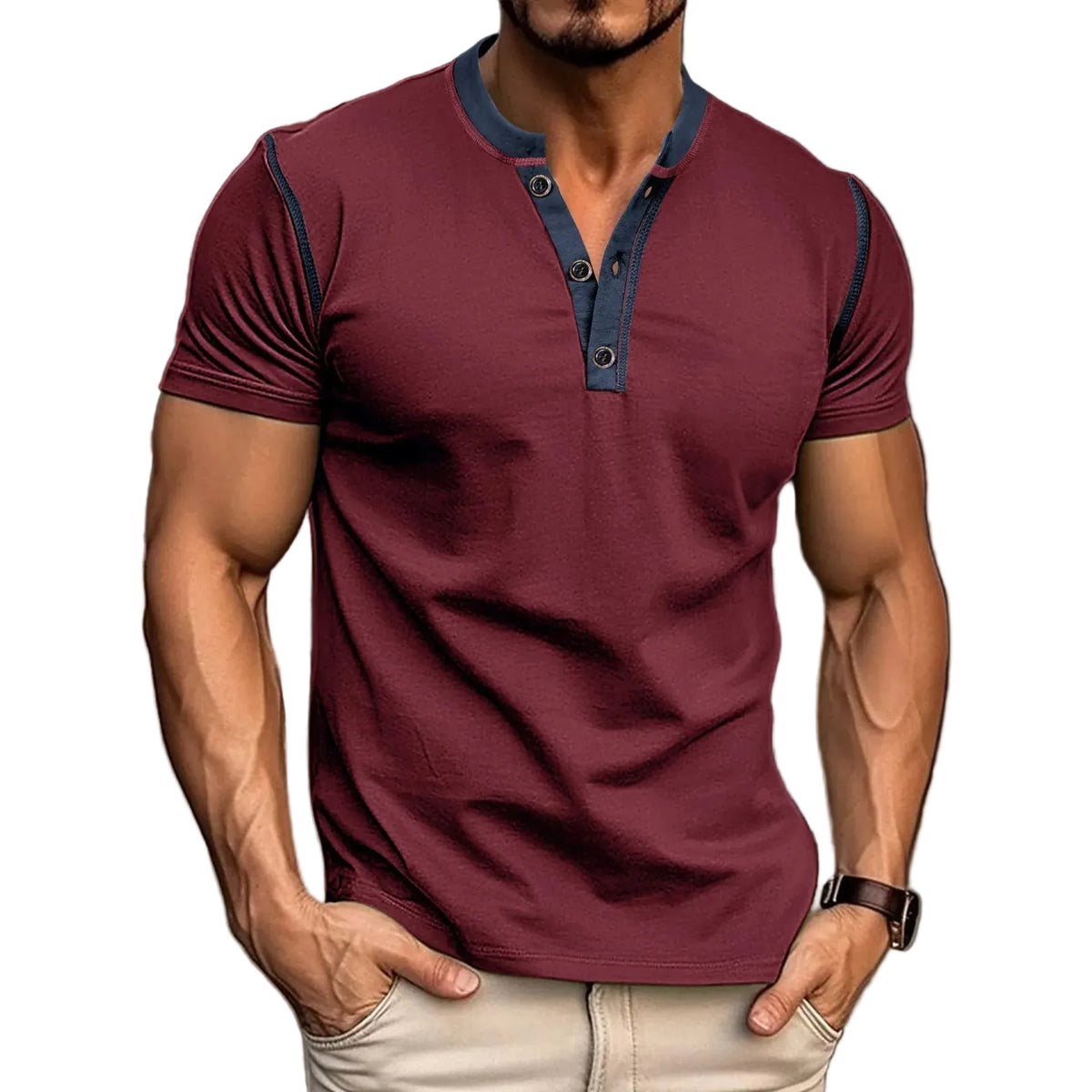 V-neck T-shirt Tops Mens Clothing