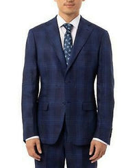 Slim-Fit Plaid Linen Suit Jacket