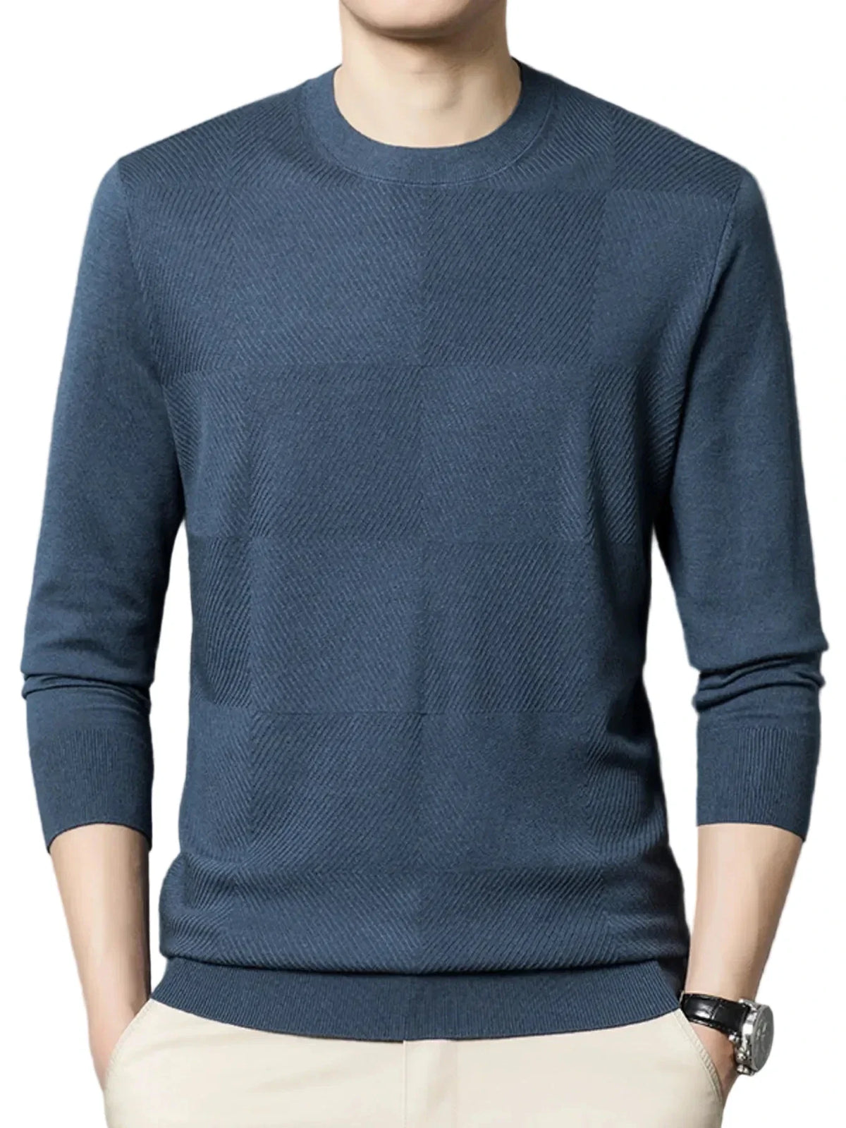 Men's Plus Size Round Neck Long Sleeve Sweater