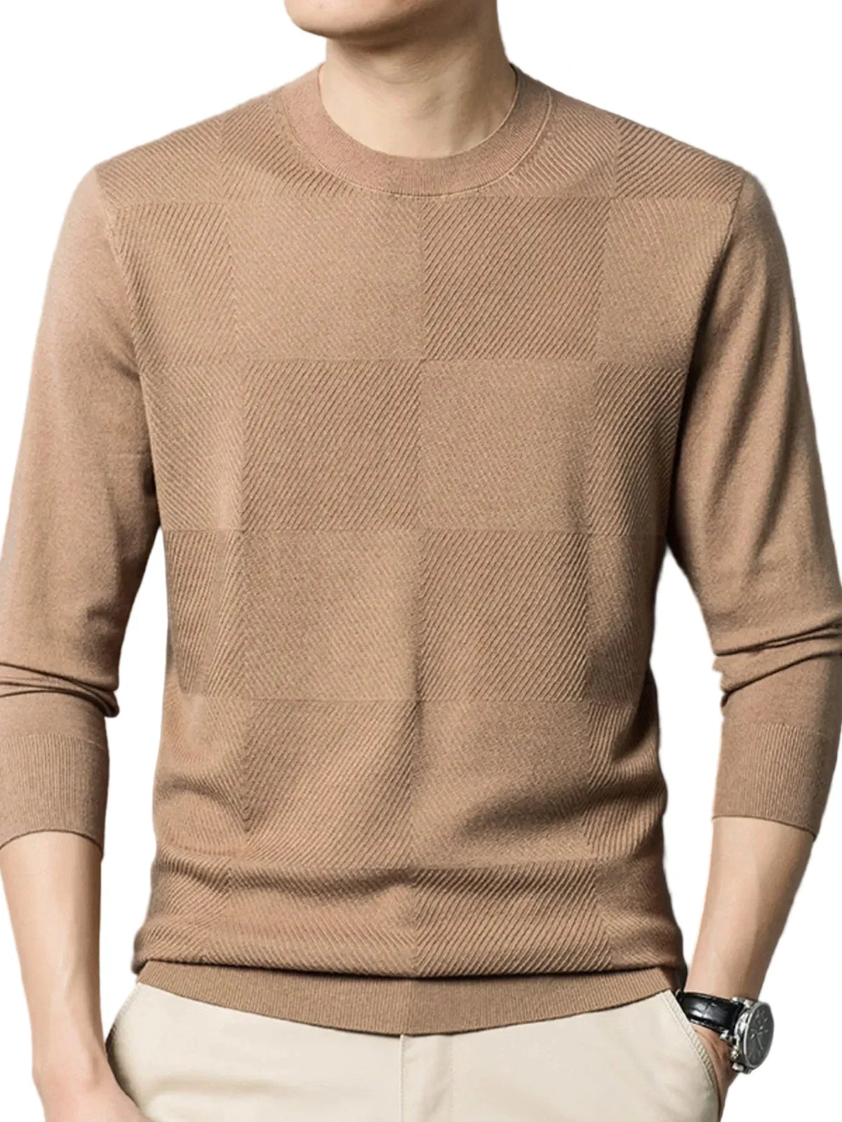 Men's Plus Size Round Neck Long Sleeve Sweater