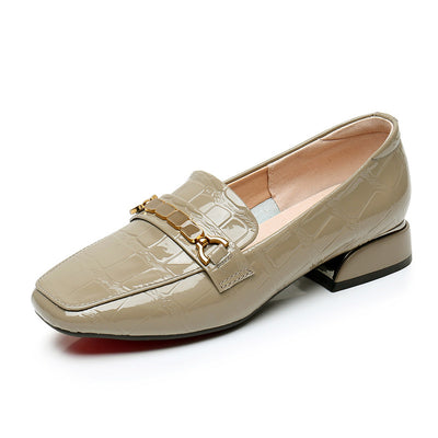 Square-Toe Pattern Loafers for Women