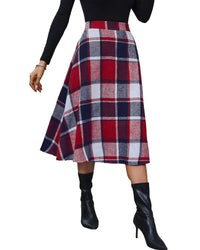 Plaid Skirts for Women High Waist Wool Skirts