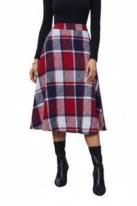 Plaid Skirts for Women High Waist Wool Skirts