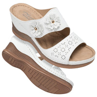 Bohemian Flower White Platform Sandals