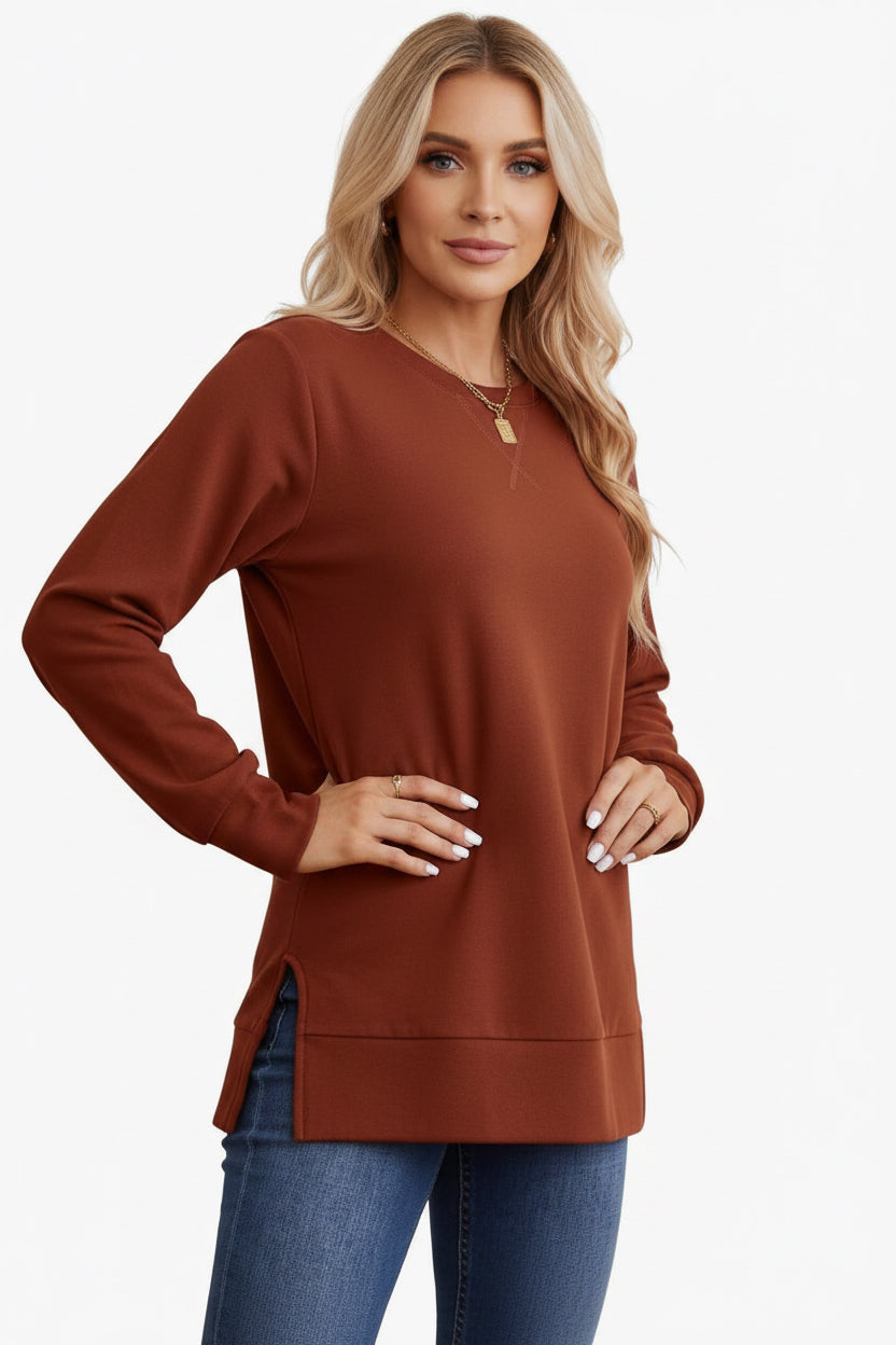 Womens Crew-Neck-Long-Sleeve T-Shirt.