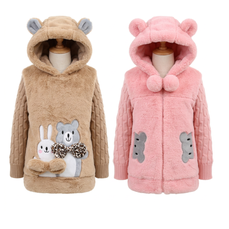 Lovely little bear Winter Girls clothing Faux Fur