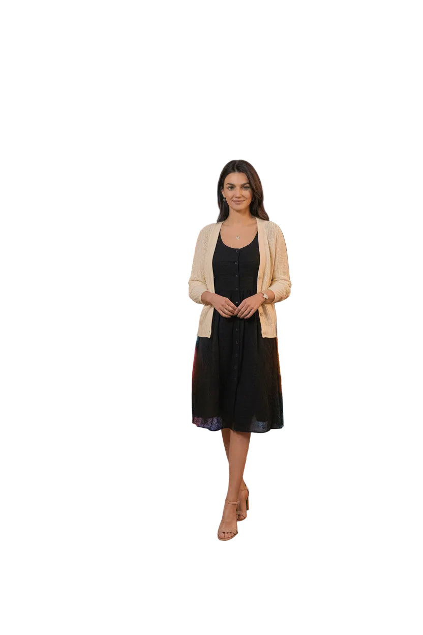 Floral Embroidered Sleeveless Button Up Rayon Dress