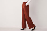 RUST FLOWY WIDE LEG WOVEN PANTS