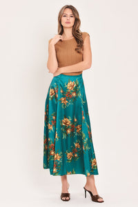 FLOWER WOVEN MIDI  SKIRT