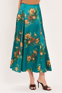 FLOWER WOVEN MIDI  SKIRT