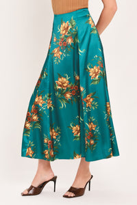 FLOWER WOVEN MIDI  SKIRT