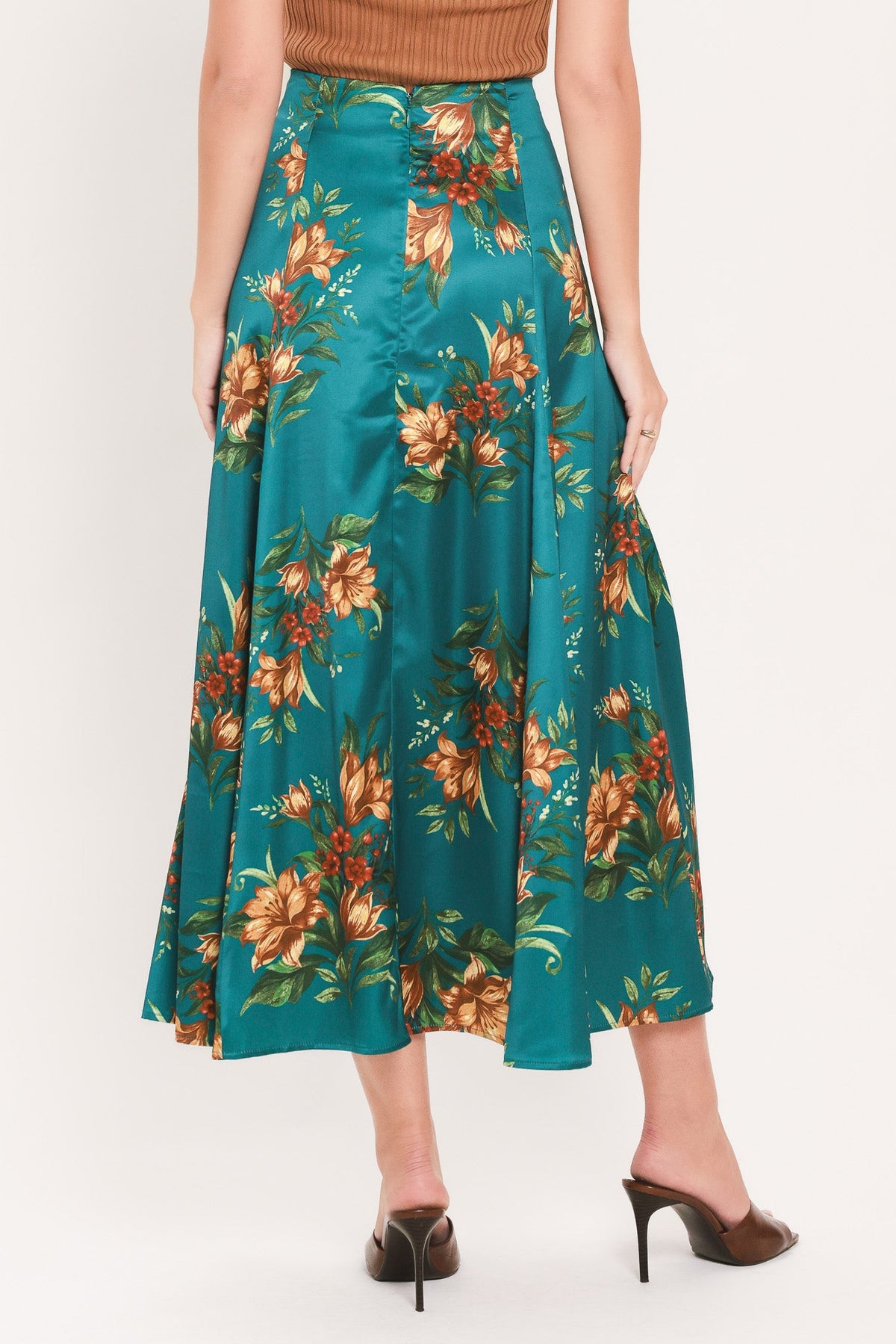 FLOWER WOVEN MIDI  SKIRT