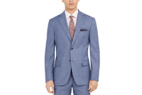 Slim-Fit Stretch Blue Plaid Suit Jacket