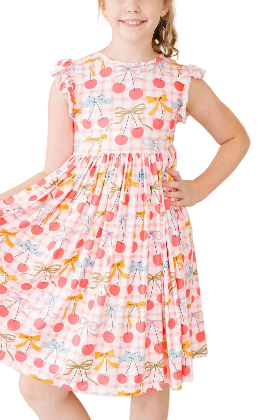 Retro Picnic Flutter Sleeve Twirl Dress