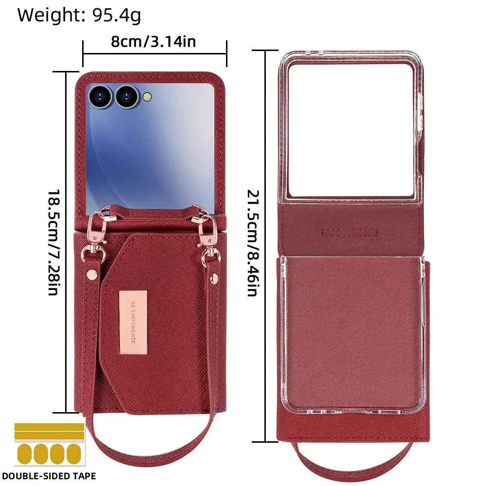 Wallet Phone Case with Wrist Strap for Galaxy Z Flip 7/6/5/4/3 Women's  Phone Cover Case