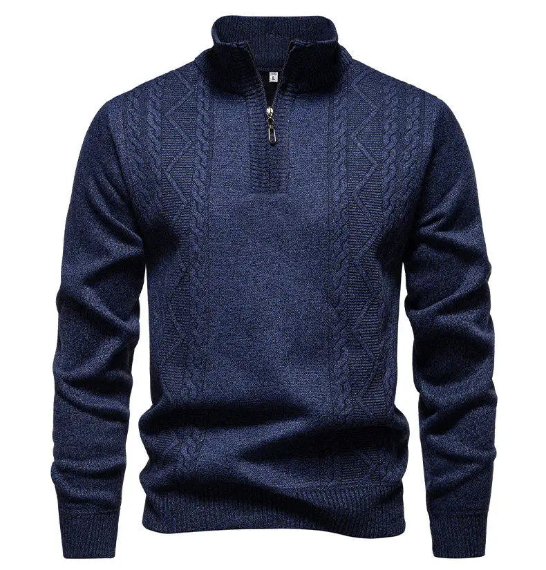 Winter Fleece-Lined Stand Collar Half-Zip Pullover