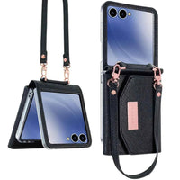 Wallet Phone Case with Wrist Strap for Galaxy Z Flip 7/6/5/4/3 Women's  Phone Cover Case