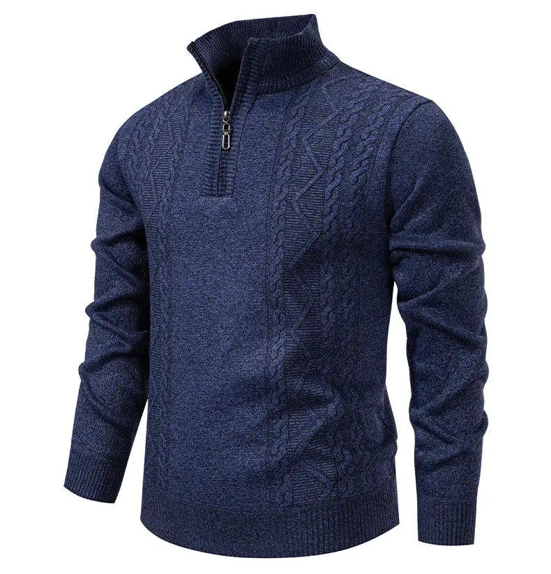 Winter Fleece-Lined Stand Collar Half-Zip Pullover