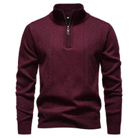 Winter Fleece-Lined Stand Collar Half-Zip Pullover