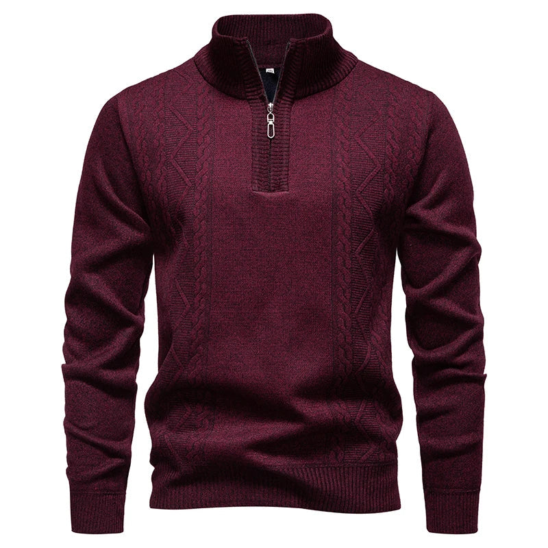 Winter Fleece-Lined Stand Collar Half-Zip Pullover