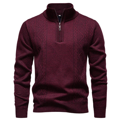 Winter Fleece-Lined Stand Collar Half-Zip Pullover
