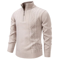 Winter Fleece-Lined Stand Collar Half-Zip Pullover