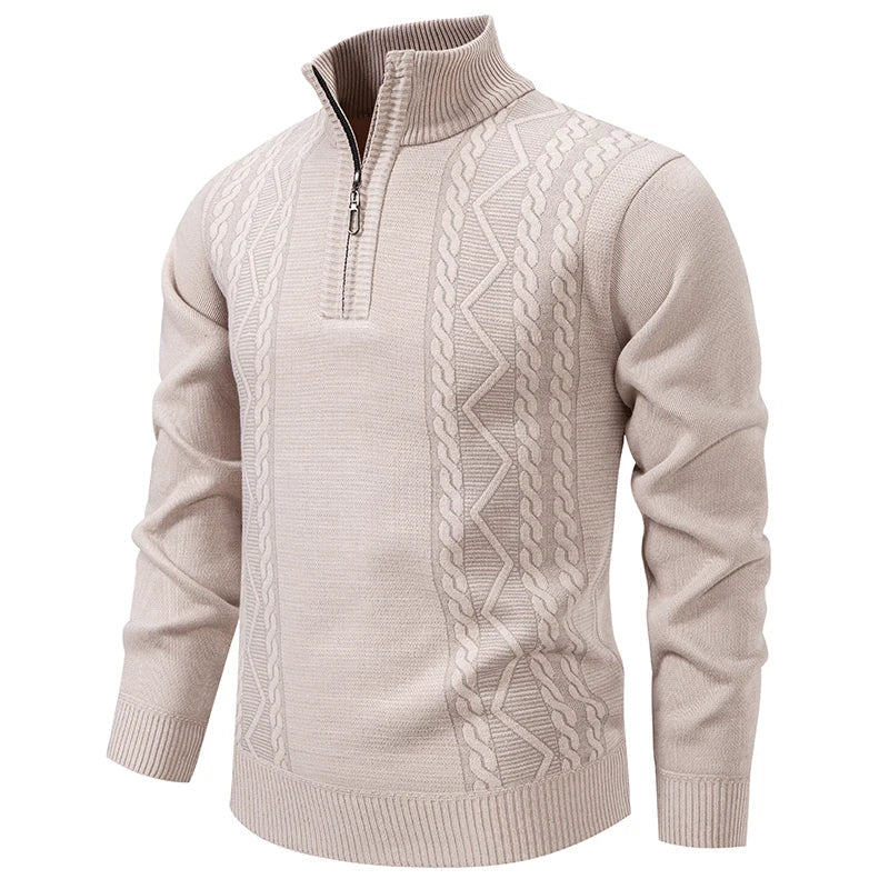 Winter Fleece-Lined Stand Collar Half-Zip Pullover