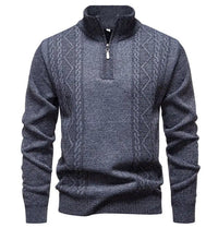 Winter Fleece-Lined Stand Collar Half-Zip Pullover