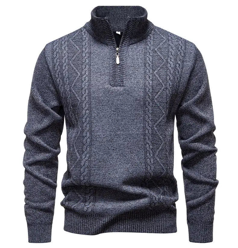 Winter Fleece-Lined Stand Collar Half-Zip Pullover