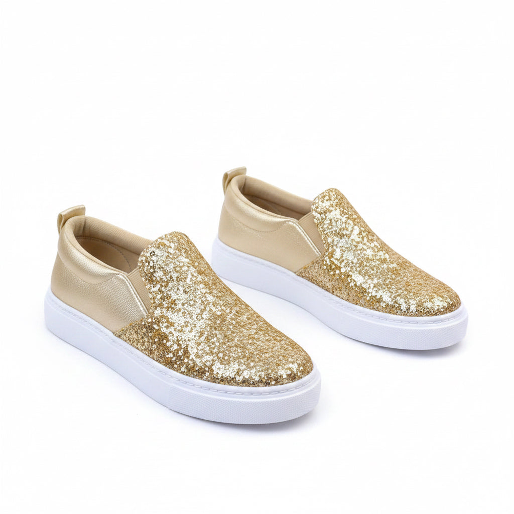 Glitter Flat Female Loafers Shoes Rose Gold/Black/Gold