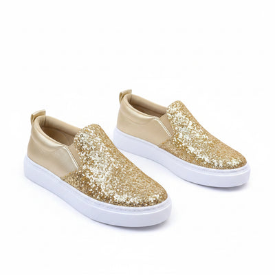 Glitter Flat Female Loafers Shoes Rose Gold/Black/Gold