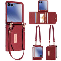 Wallet Phone Case with Wrist Strap for Galaxy Z Flip 7/6/5/4/3 Women's  Phone Cover Case