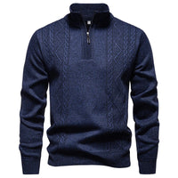 Winter Fleece-Lined Stand Collar Half-Zip Pullover