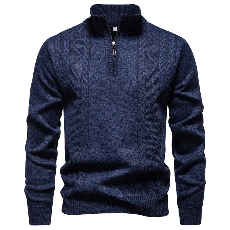 Winter Fleece-Lined Stand Collar Half-Zip Pullover