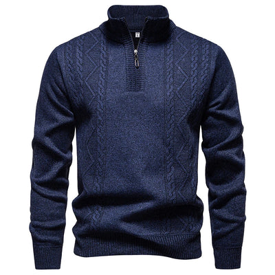 Winter Fleece-Lined Stand Collar Half-Zip Pullover