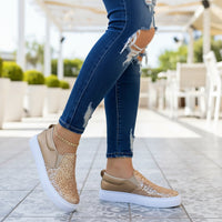 Glitter Flat Female Loafers Shoes Rose Gold/Black/Gold