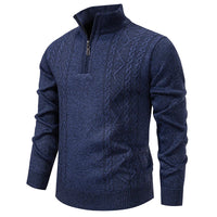 Winter Fleece-Lined Stand Collar Half-Zip Pullover