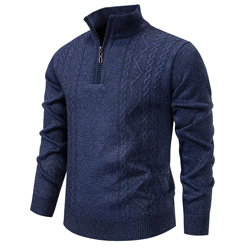 Winter Fleece-Lined Stand Collar Half-Zip Pullover