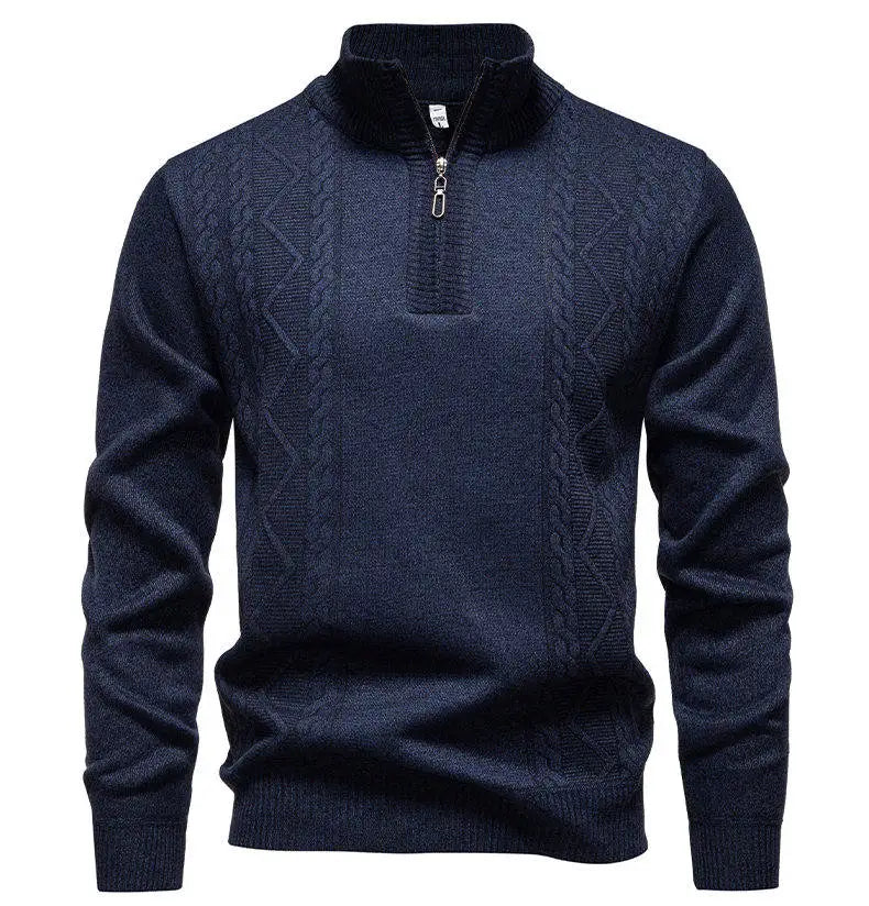 Winter Fleece-Lined Stand Collar Half-Zip Pullover