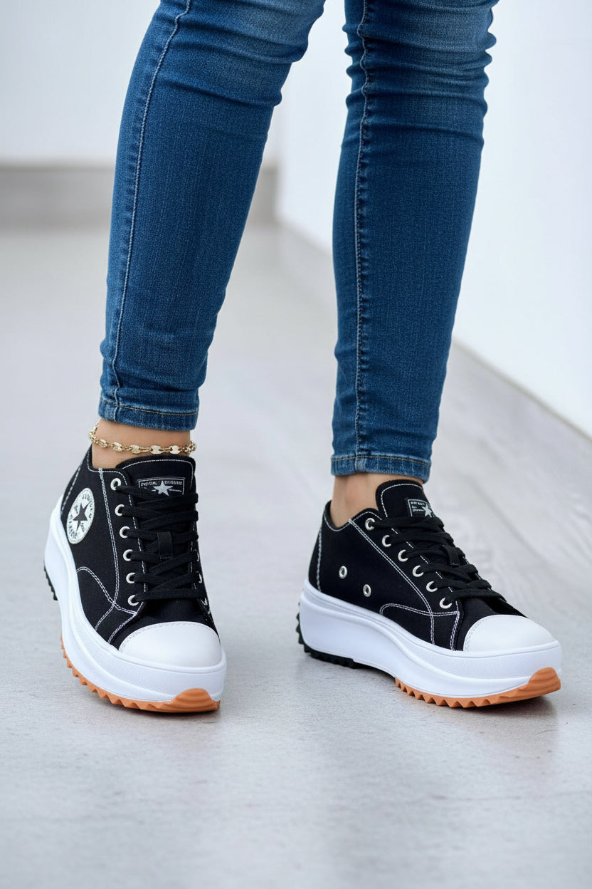 Flat Lace-Up Sneakers