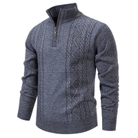 Winter Fleece-Lined Stand Collar Half-Zip Pullover