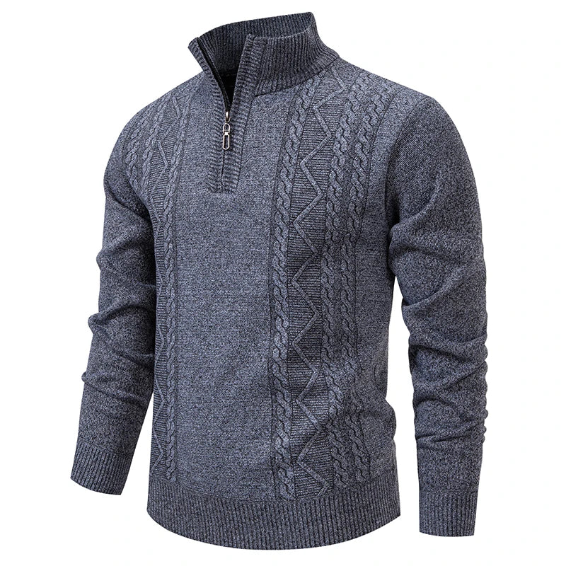 Winter Fleece-Lined Stand Collar Half-Zip Pullover