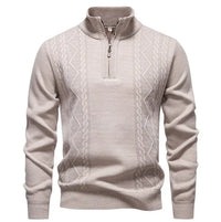 Winter Fleece-Lined Stand Collar Half-Zip Pullover